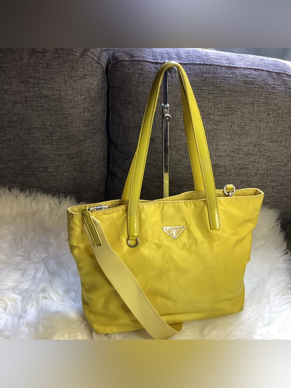 Prada Yellow Tessuto Small Tote 2 way